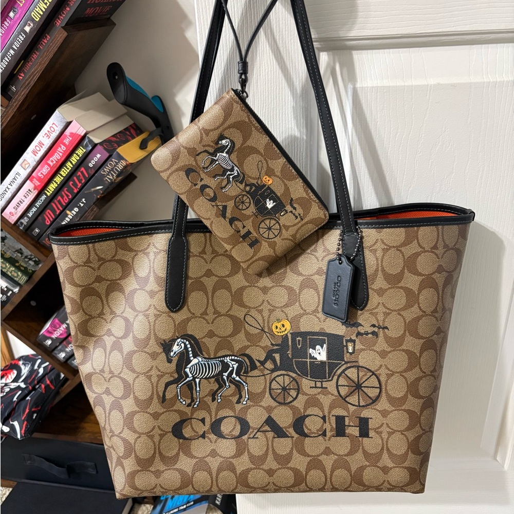 Coach Brown and Black Tote with Wallet